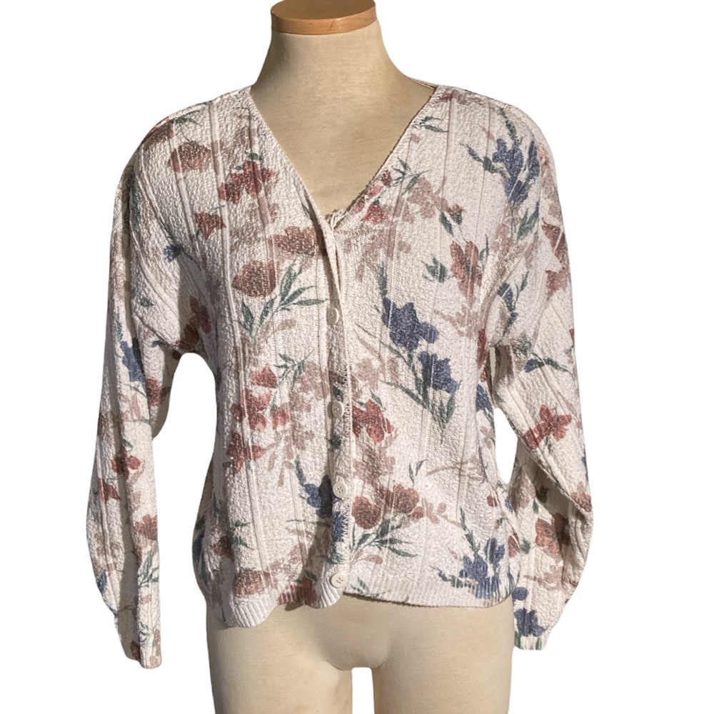 Vintage Button Down Oversized Cardigan Floral Print Size M